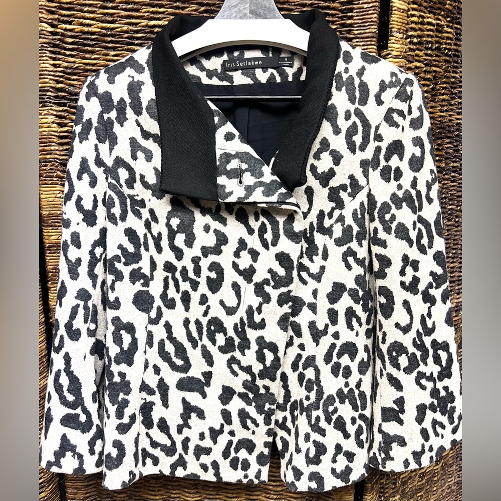 Iris Setlakwe Black and White Leopard Print Jacket- Size:8